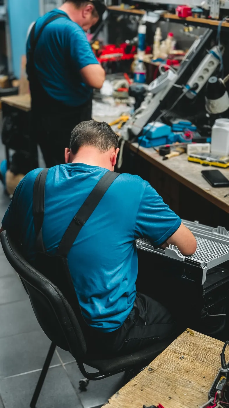 Technician repairing electronic equipment